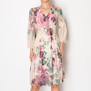 ORIGAMI BIG ROSE all lace & lined KENTUCKY DERBY  bohemian dress  MAGNOLIA SM-2X